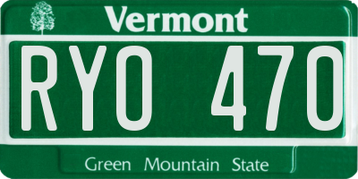 VT license plate RYO470