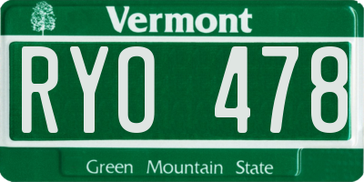 VT license plate RYO478