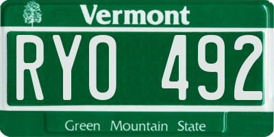 VT license plate RYO492
