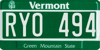 VT license plate RYO494