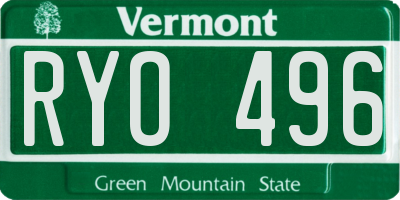 VT license plate RYO496