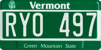 VT license plate RYO497