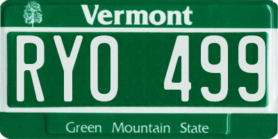 VT license plate RYO499