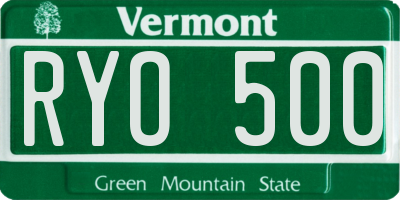 VT license plate RYO500