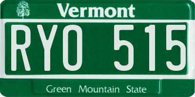 VT license plate RYO515