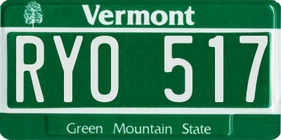 VT license plate RYO517