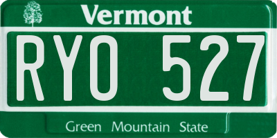 VT license plate RYO527