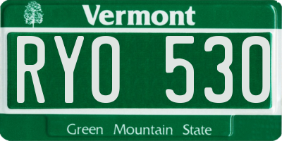VT license plate RYO530
