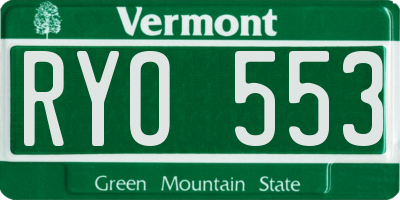 VT license plate RYO553