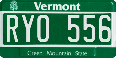 VT license plate RYO556