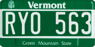 VT license plate RYO563