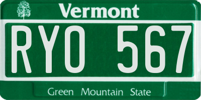 VT license plate RYO567
