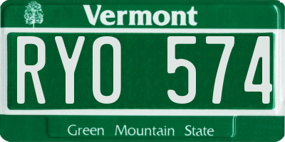 VT license plate RYO574