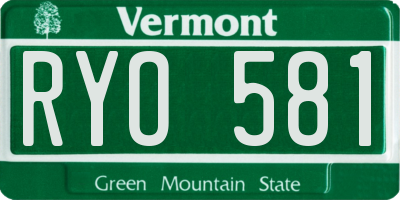 VT license plate RYO581