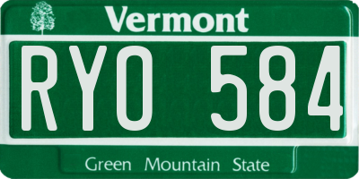 VT license plate RYO584