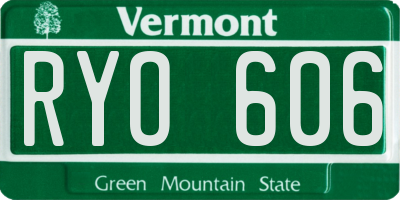 VT license plate RYO606
