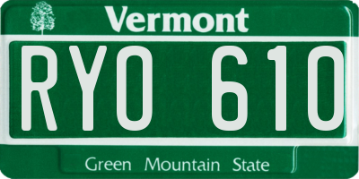 VT license plate RYO610