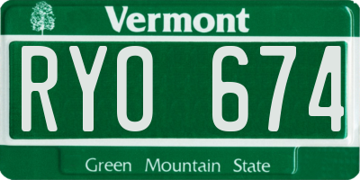 VT license plate RYO674