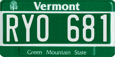 VT license plate RYO681