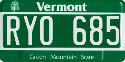 VT license plate RYO685