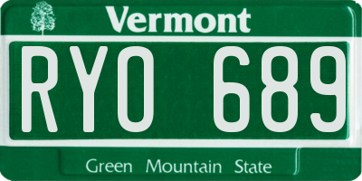 VT license plate RYO689