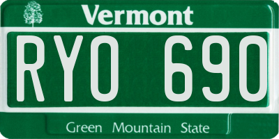 VT license plate RYO690