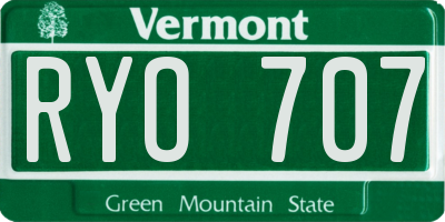 VT license plate RYO707