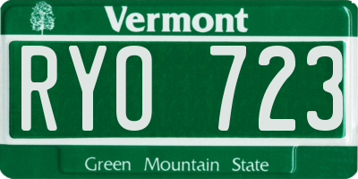 VT license plate RYO723