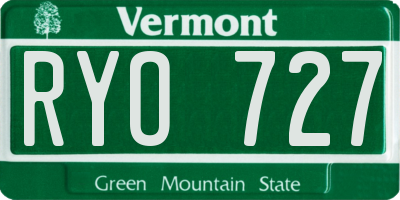 VT license plate RYO727