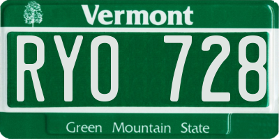 VT license plate RYO728