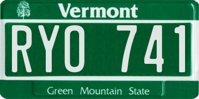 VT license plate RYO741