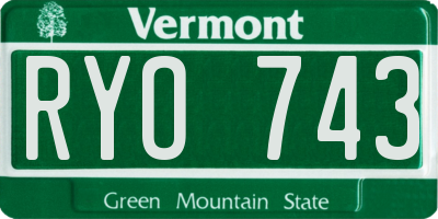 VT license plate RYO743