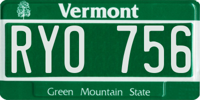 VT license plate RYO756