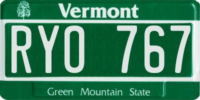 VT license plate RYO767