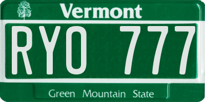 VT license plate RYO777