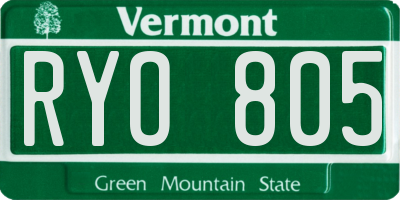 VT license plate RYO805