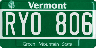 VT license plate RYO806