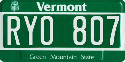 VT license plate RYO807