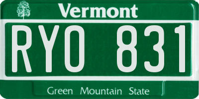 VT license plate RYO831
