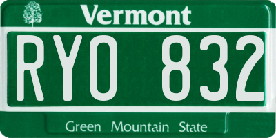 VT license plate RYO832
