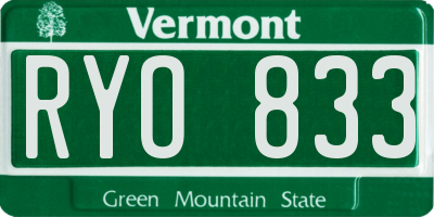 VT license plate RYO833