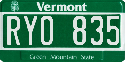 VT license plate RYO835