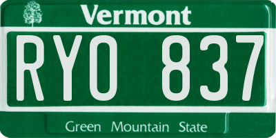 VT license plate RYO837
