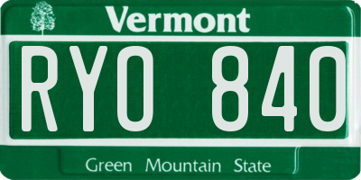 VT license plate RYO840