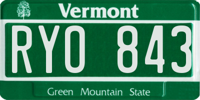 VT license plate RYO843