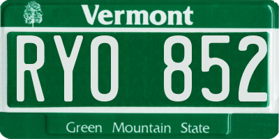 VT license plate RYO852
