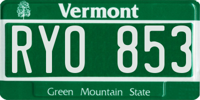 VT license plate RYO853