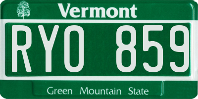 VT license plate RYO859