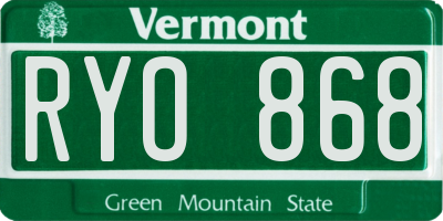 VT license plate RYO868