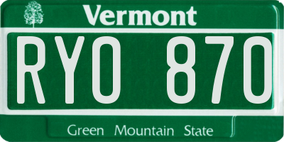 VT license plate RYO870